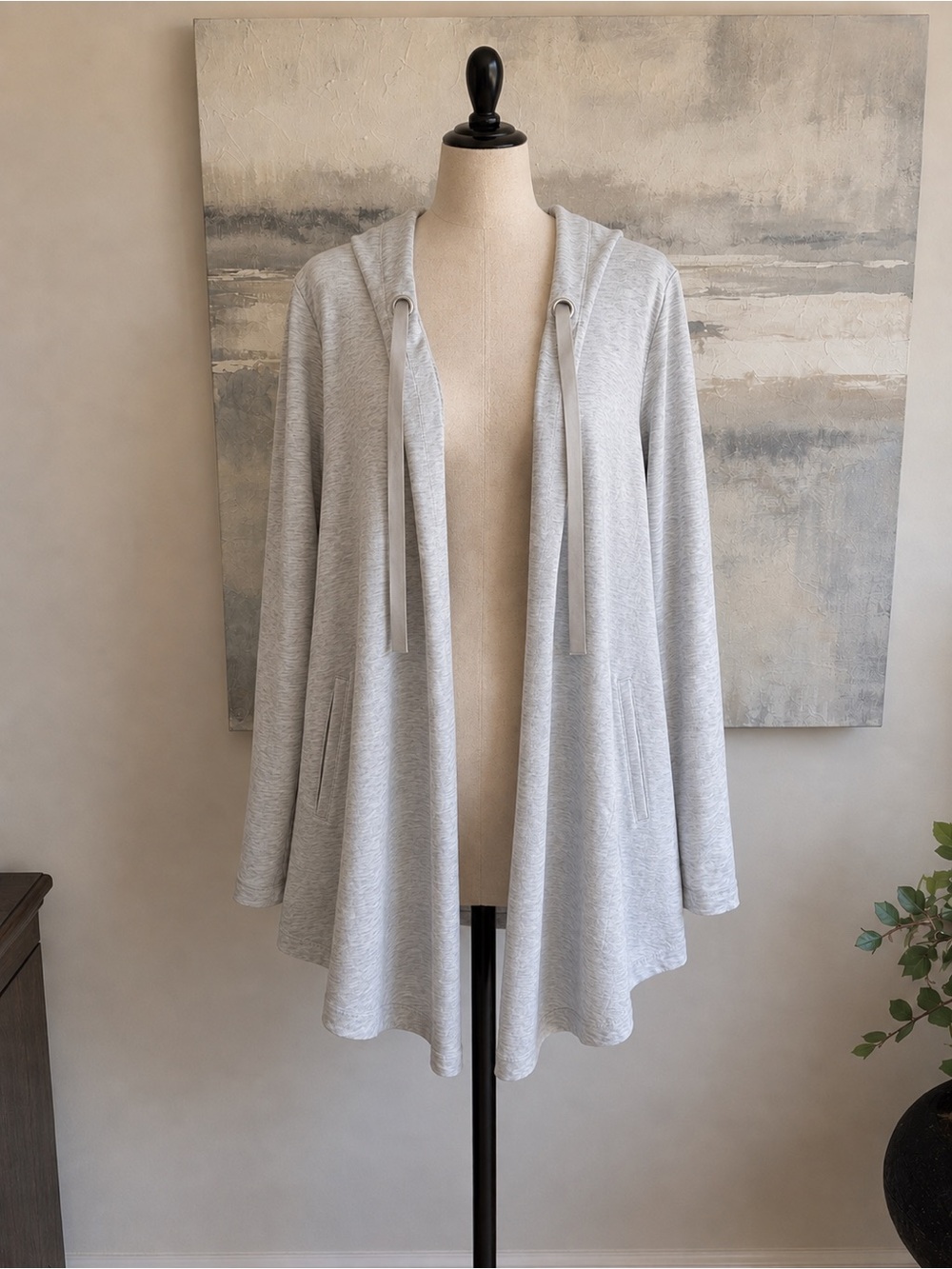 Athleta Gray Open Front Hooded Cardigan Wrap Sweatshirt Jacket XS‎